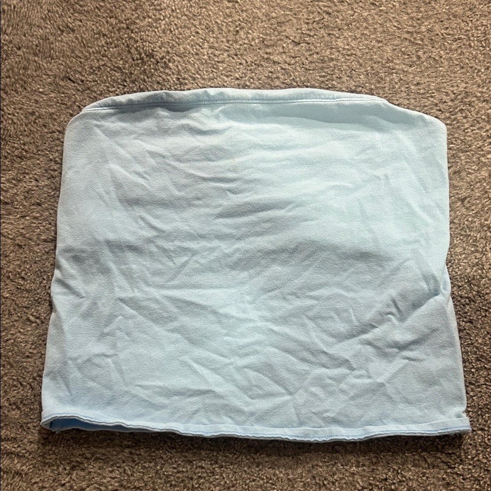 Light Blue Strapless Built-in bra crop top